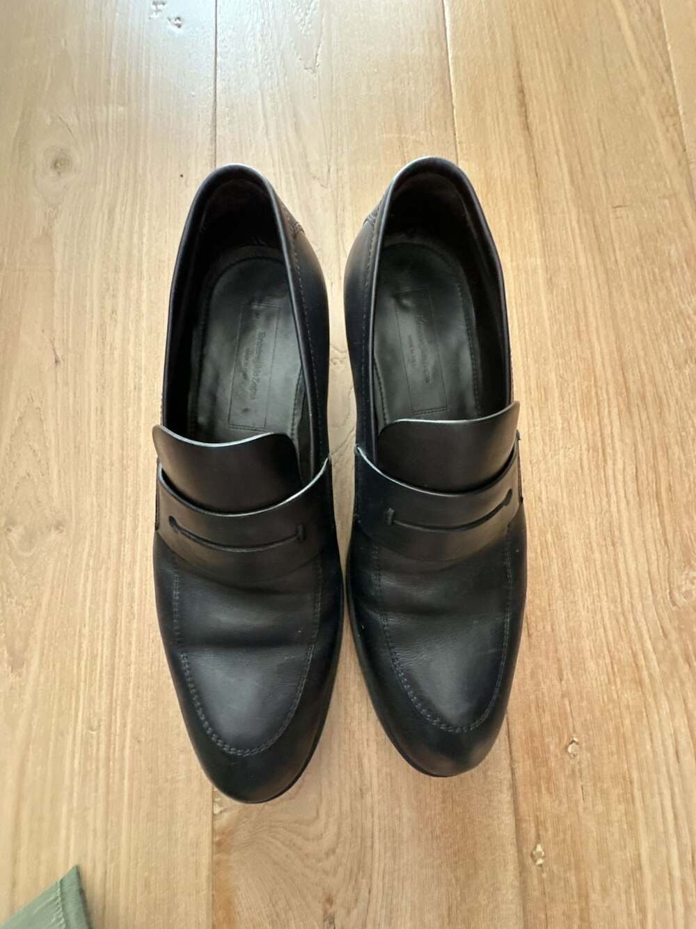 Ermenegildo Zegna Black Leather Penny Loafers